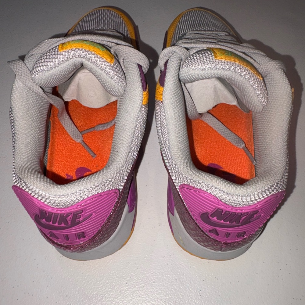 Nike Women’s Air Max 90 Sneakers in Yellow, Purple, and Green - Picture 3 of 10